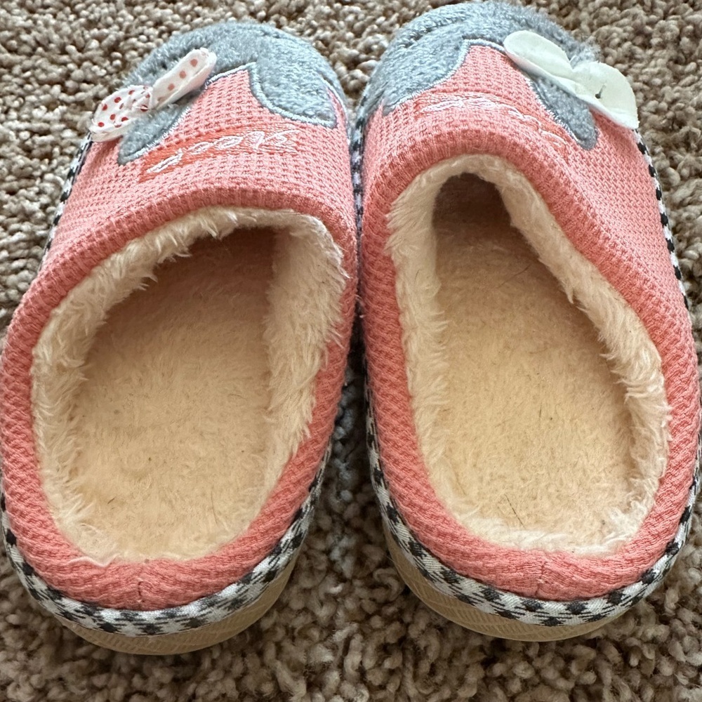 Toddler Bunny House Slippers – Pink & Gray – Size 18/19 EU (approx U.S. 3 - 4 T) - Picture 3 of 5